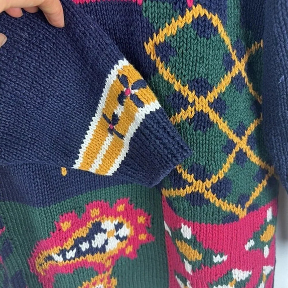 Vintage Boundary Waters Floral V neck Summer Sweater Sz S Cottage Core Grandma - Picture 5 of 7